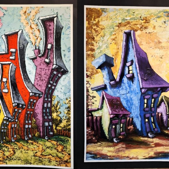 Two Mike Maydak GICLÉE Archival Heavy Paper Whimsical Art Prints 14"x 20" Mint